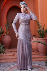 Modest Powder Pink Evening Dress 52057PD - 4