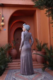 Modest Powder Pink Evening Dress 52057PD - 6