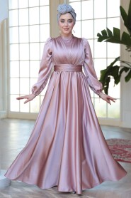 Modest Powder Pink Evening Gown 23821PD - 2