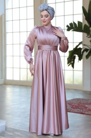 Modest Powder Pink Evening Gown 23821PD - 3