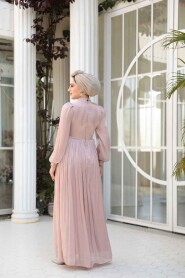 Modest Powder Pink Evening Gown 44081P - 3