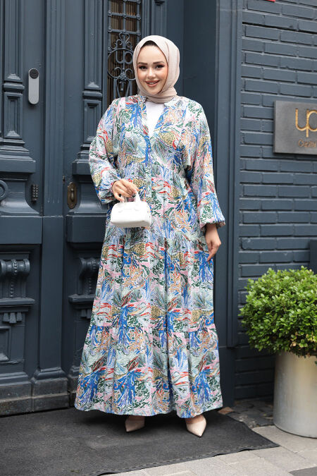 Modest Powder Pink Floral Dress 235805PD - NEVA STYLE