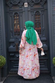 Modest Powder Pink Floral Dress 710501PD - 5