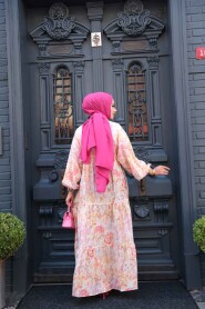 Modest Powder Pink Floral Long Sleeve Dress 710509PD - 6