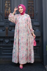 Modest Powder Pink Floral Maxi Dress 710511PD - 2