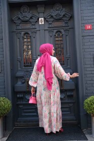 Modest Powder Pink Floral Maxi Dress 710511PD - 5