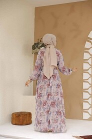 Modest Powder Pink Floral Plus Size Dress 27978PD - 4