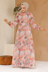 Modest Powder Pink Floral Plus Size Dress 27985PD - 1