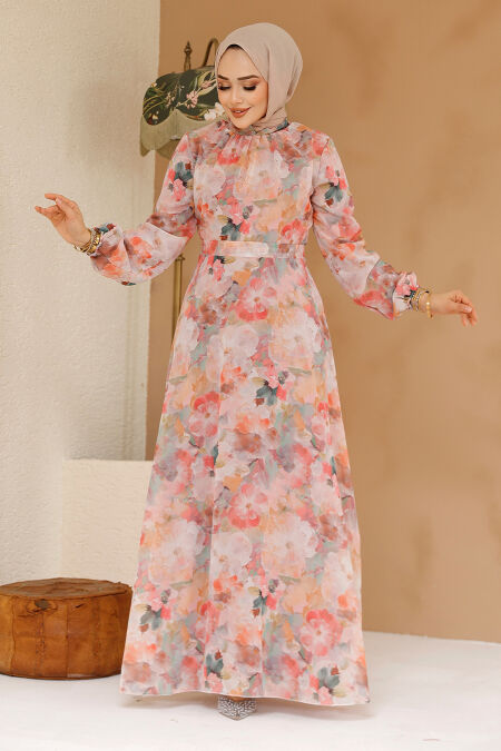 Modest Powder Pink Floral Plus Size Dress 27985PD - NEVA STYLE