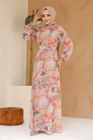 Modest Powder Pink Floral Plus Size Dress 27985PD - 2