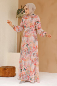 Modest Powder Pink Floral Plus Size Dress 27985PD - 3