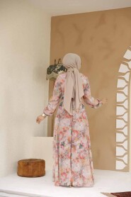 Modest Powder Pink Floral Plus Size Dress 27985PD - 4