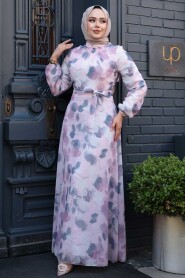 Modest Powder Pink Floral Plus Size Dress 279916PD - 2