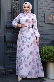 Modest Powder Pink Floral Plus Size Dress 279916PD - 1