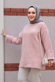 Modest Powder Pink Knitwear Jumper Top 87181PD - 3