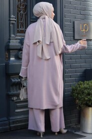 Modest Powder Pink Knitwear Triple Suit 50182PD - 3