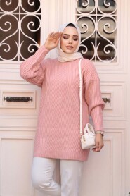 Modest Powder Pink Knitwear Tunic 7852PD - 2