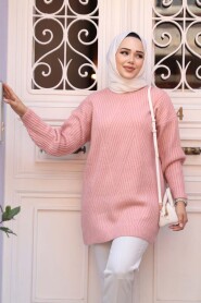 Modest Powder Pink Knitwear Tunic 7852PD - 3