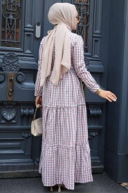 Modest Powder Pink Long Sleeve Dress 2702PD - 3