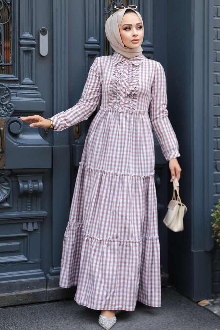 Modest Powder Pink Long Sleeve Dress 2702PD - NEVA STYLE