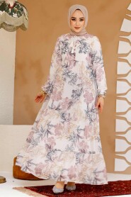  Modest Powder Pink Long Sleeve Floral Dress 22055PD - 1