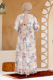  Modest Powder Pink Long Sleeve Floral Dress 22055PD - 4