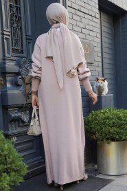 Modest Powder Pink Long Sleeve Knitwear Dress 100013PD - 4