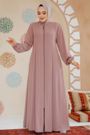 Modest Powder Pink Plus Size Abaya 45282PD 