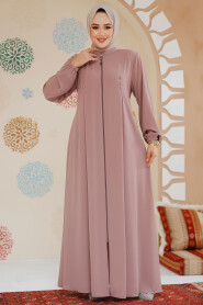 Modest Powder Pink Plus Size Abaya 45282PD - 2