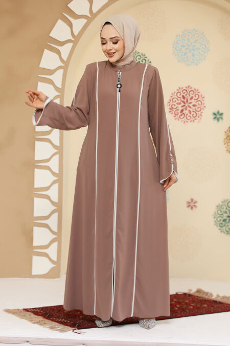Modest Powder Pink Plus Size Abaya 45300PD - NEVA STYLE