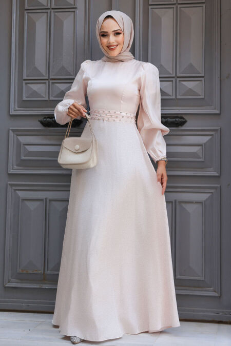 Modest Powder Pink Prom Dress 23301PD - NEVA STYLE