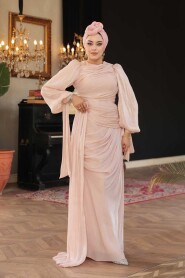 Modest Powder Pink Prom Dress 48491PD - 2