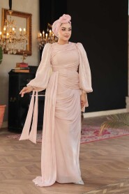 Modest Powder Pink Prom Dress 48491PD - 1