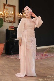 Modest Powder Pink Prom Dress 48491PD - 3