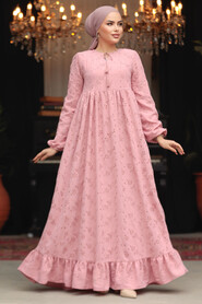 Modest Powder Pink Summer Dress 23201PD - 2