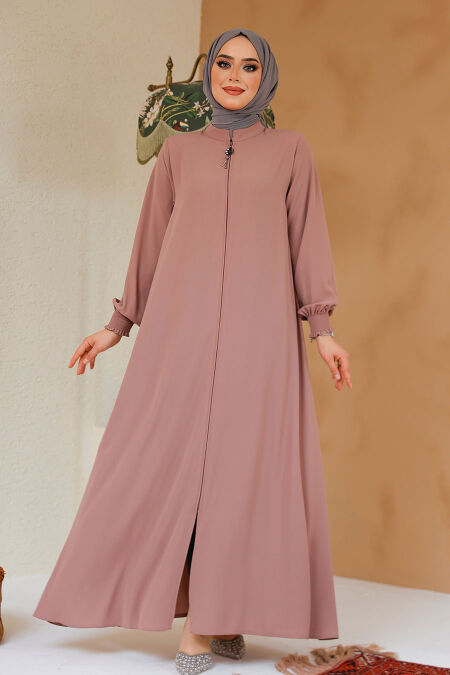 Modest Powder Pink Turkish Abaya 45287PD - NEVA STYLE