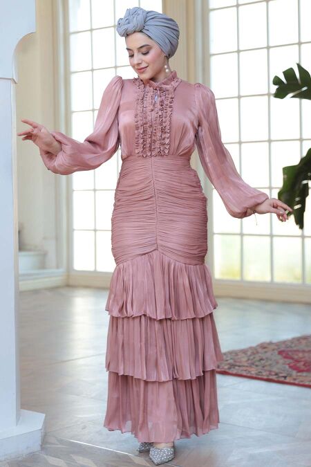 Modest Powder Pink Wedding Dress 50271PD - NEVA STYLE