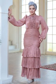 Modest Powder Pink Wedding Dress 50271PD - 4