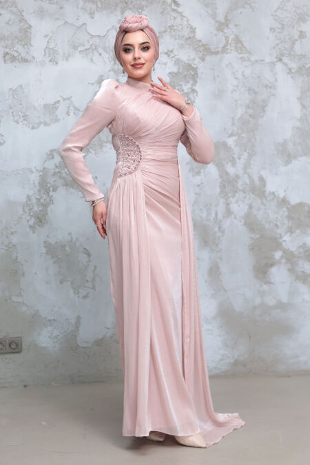 Modest Powder Pink Wedding Dress 51481PD - NEVA STYLE