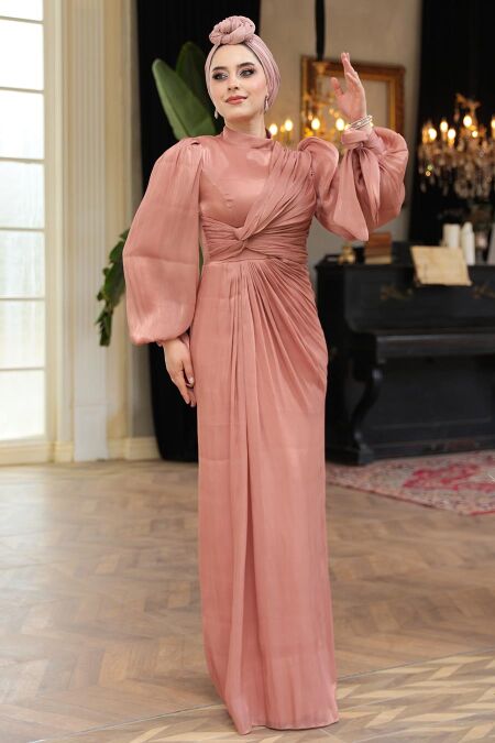 Modest Powder Pink Wedding Dress 52285PD - NEVA STYLE