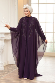 Modest Purple Cape Evening Gown 25909MOR - 3