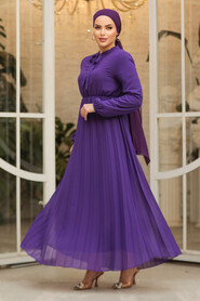 Modest Purple Chiffon Maxi Dresses 50351MOR - 3