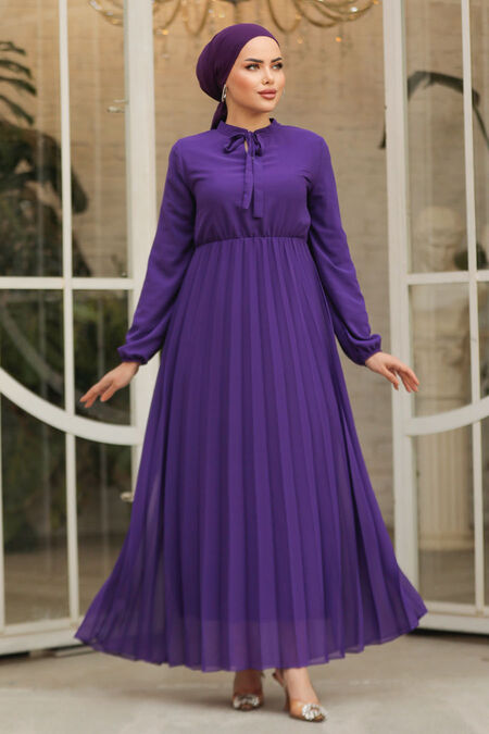 Modest Purple Chiffon Maxi Dresses 50351MOR - NEVA STYLE