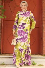 Modest Purple Floral Long Dress 15729MOR - 3