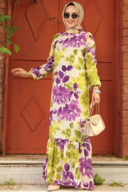 Modest Purple Floral Long Dress 15729MOR - 2