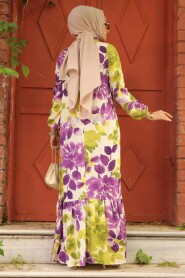 Modest Purple Floral Long Dress 15729MOR - 4