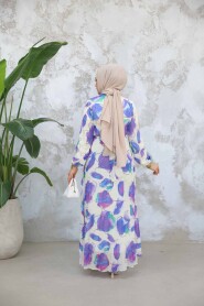 Modest Purple Floral Long Dress 344601MOR - 4
