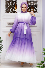 Modest Purple Long Dress 12536MOR - 1