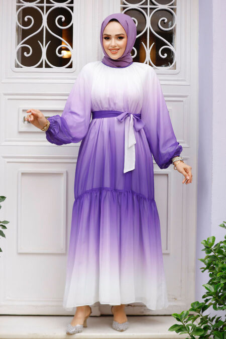 Modest Purple Long Dress 12536MOR - Neva-style.com