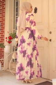 Modest Purple Long Dress 34461MOR - 2